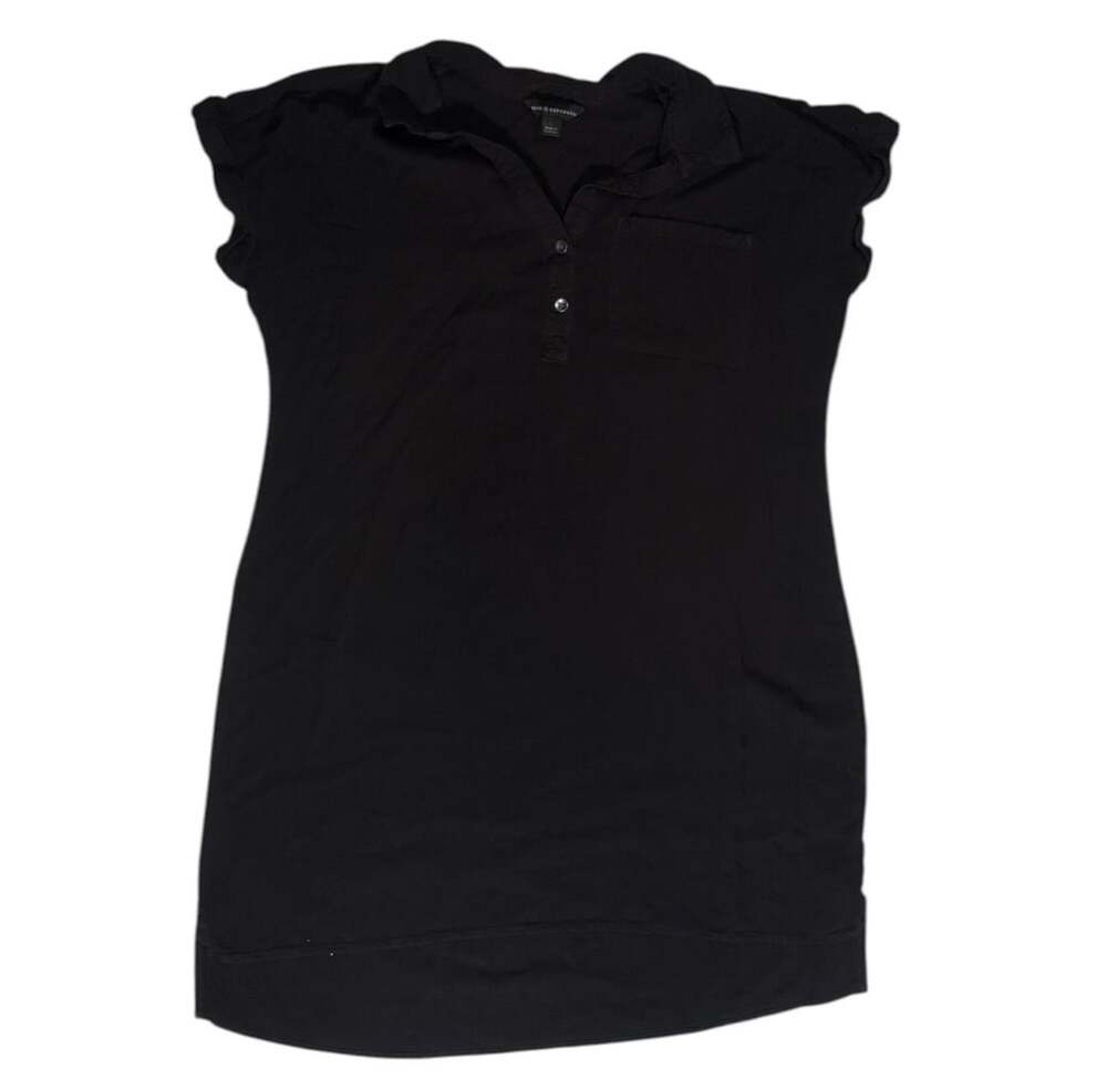 Rock & Republic Polo Dress Size L Black Rayon Flutter Sleeve